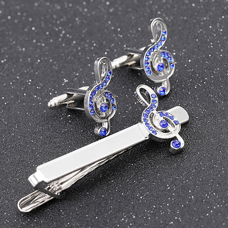 Music Notes Tie Clip & Cuff-links