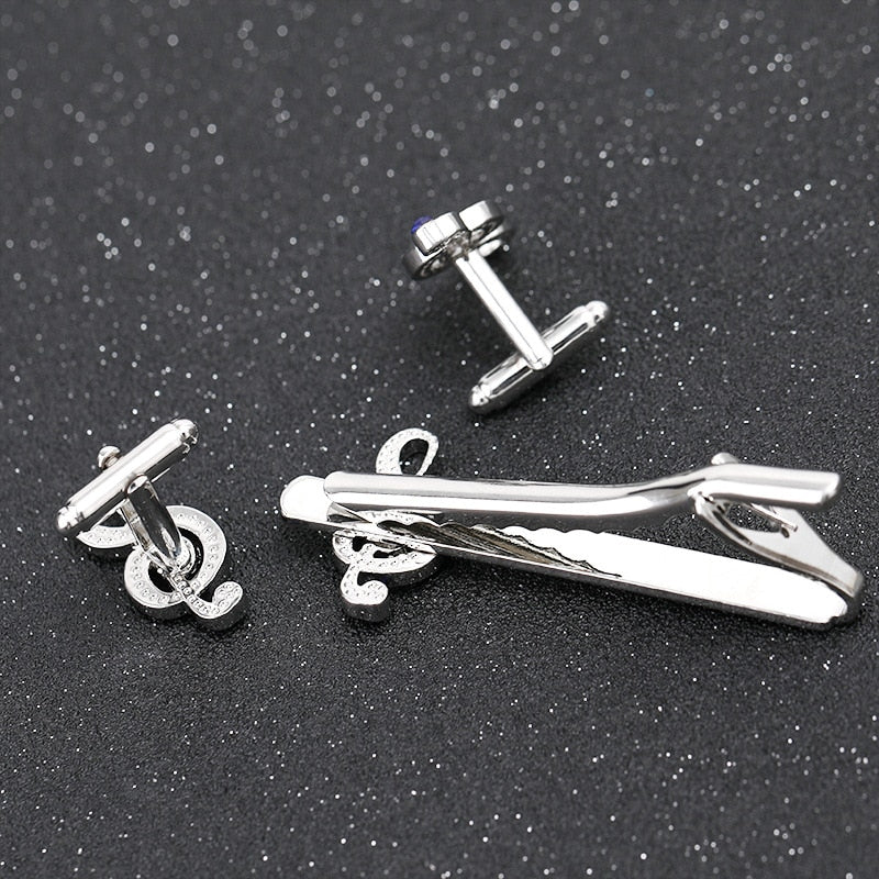 Music Notes Tie Clip & Cuff-links