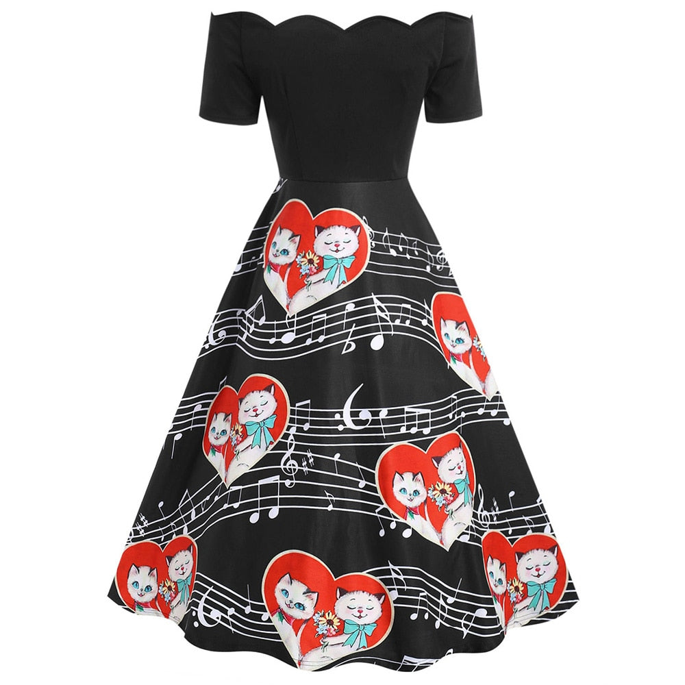 Couple Cat Music Note Dress