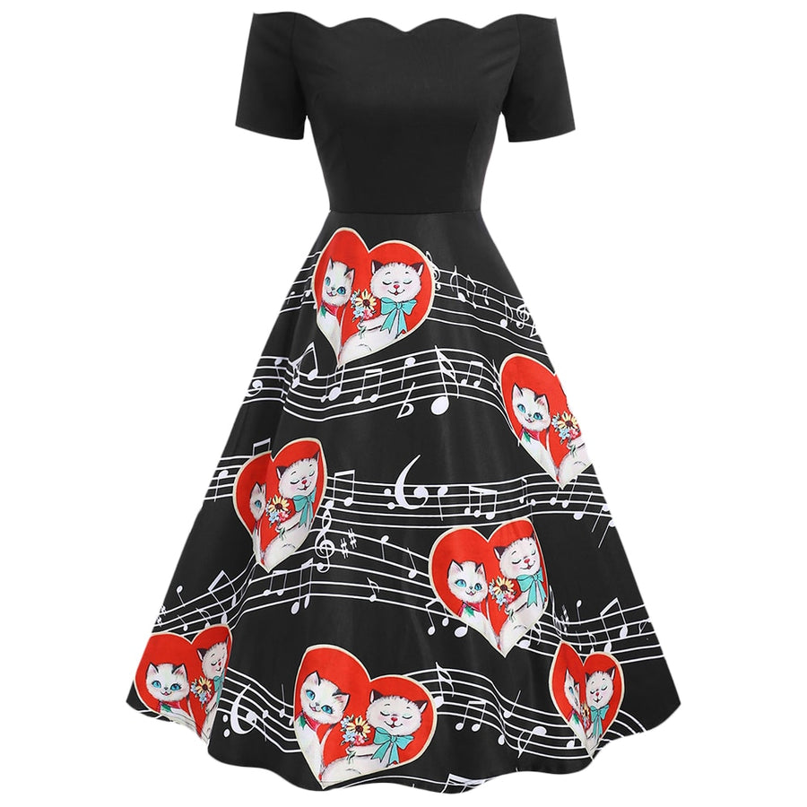 Couple Cat Music Note Dress