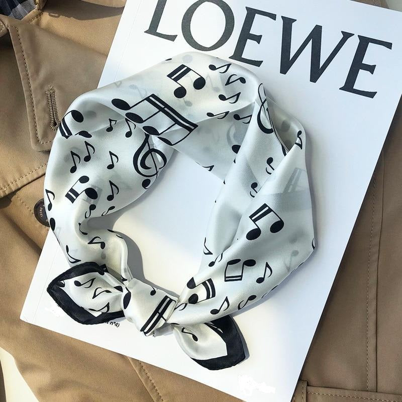 Musical Notes Printed Silk Scarf