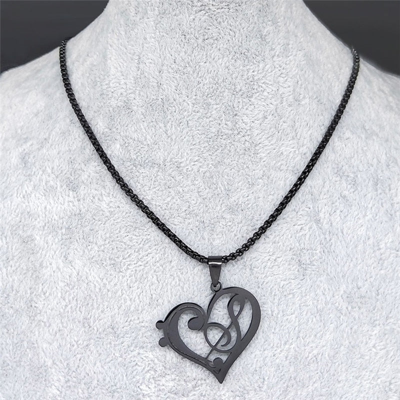 Music Notes Heart Shape Necklace - { shop_name }} - Review