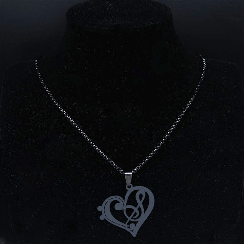 Music Notes Heart Shape Necklace - { shop_name }} - Review