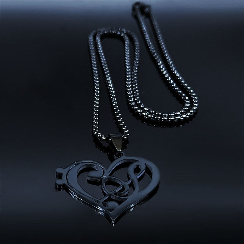Music Notes Heart Shape Necklace - { shop_name }} - Review
