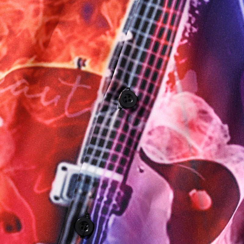 Fire Flame Guitar Print Shirt - { shop_name }} - Review