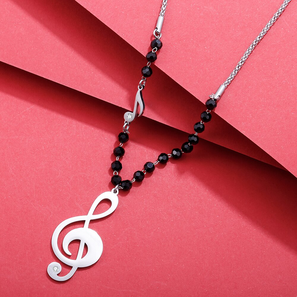 Music Notes Rhinestone Necklace