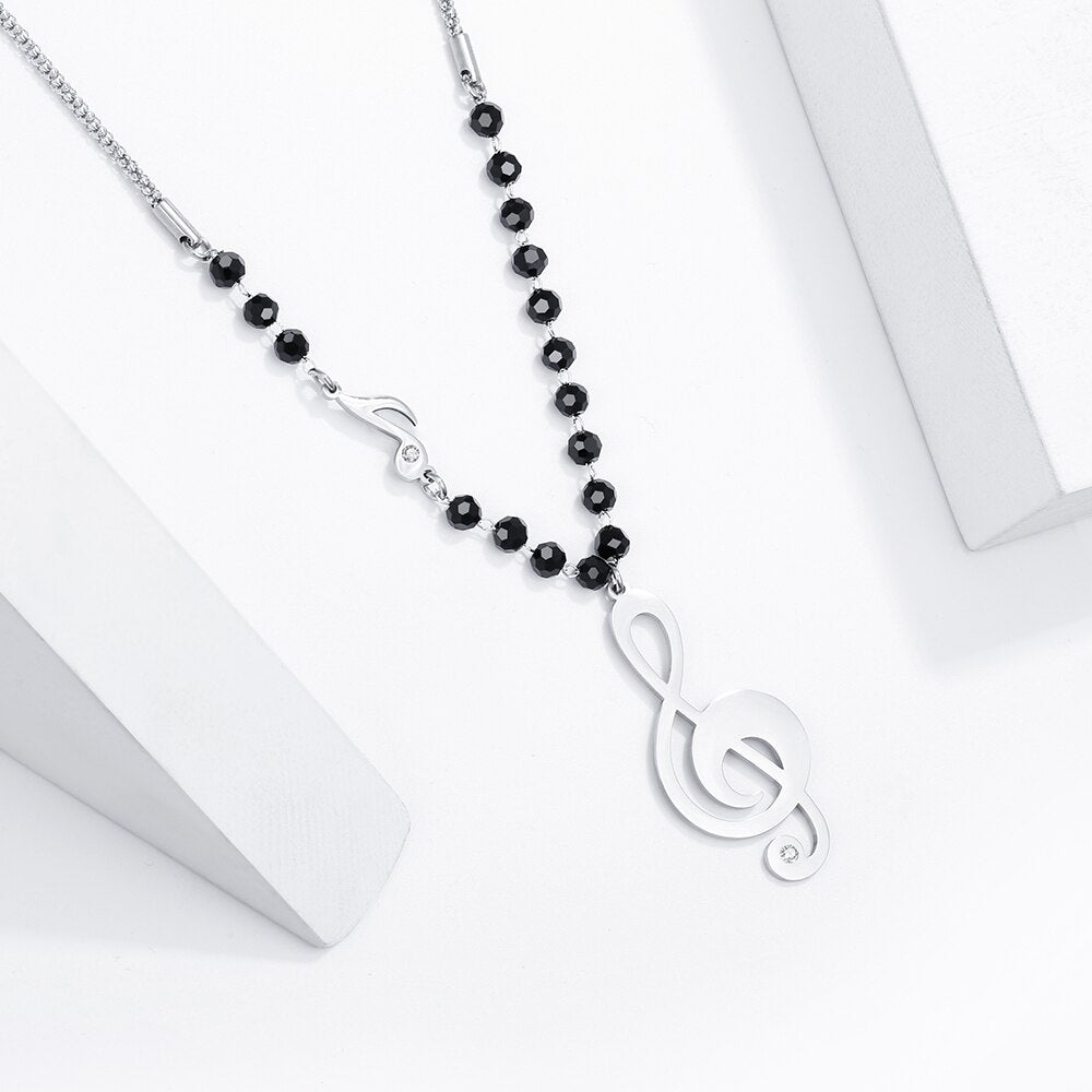 Music Notes Rhinestone Necklace