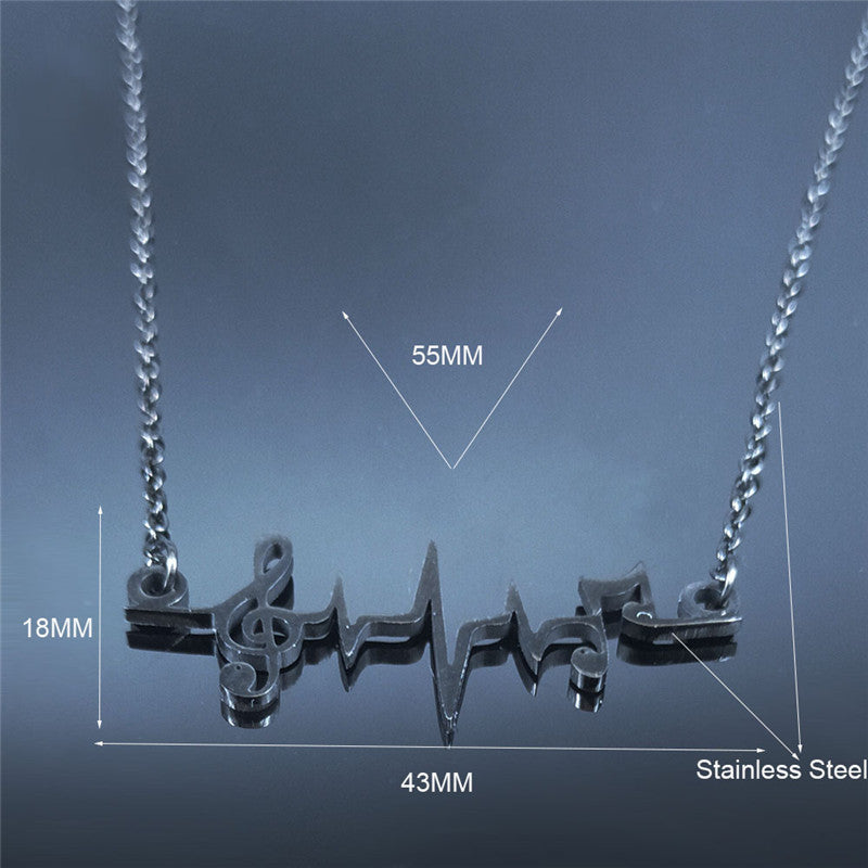 Heart Beat Music Notes Necklace