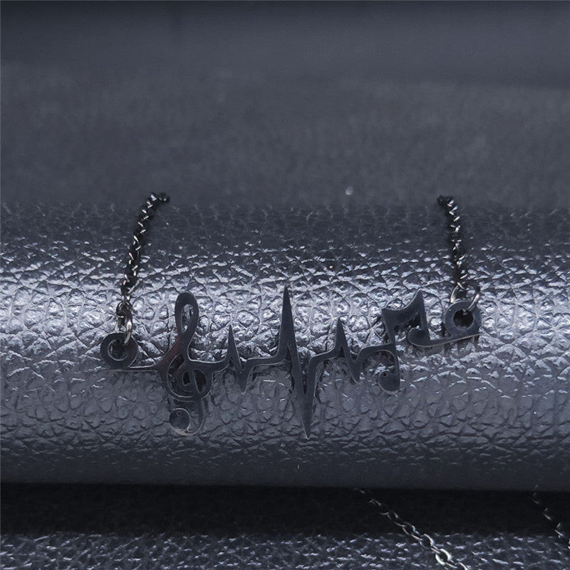 Heart Beat Music Notes Necklace