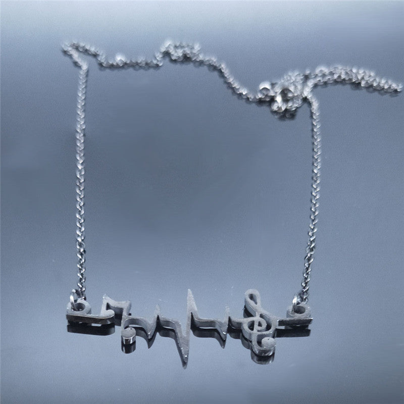 Heart Beat Music Notes Necklace