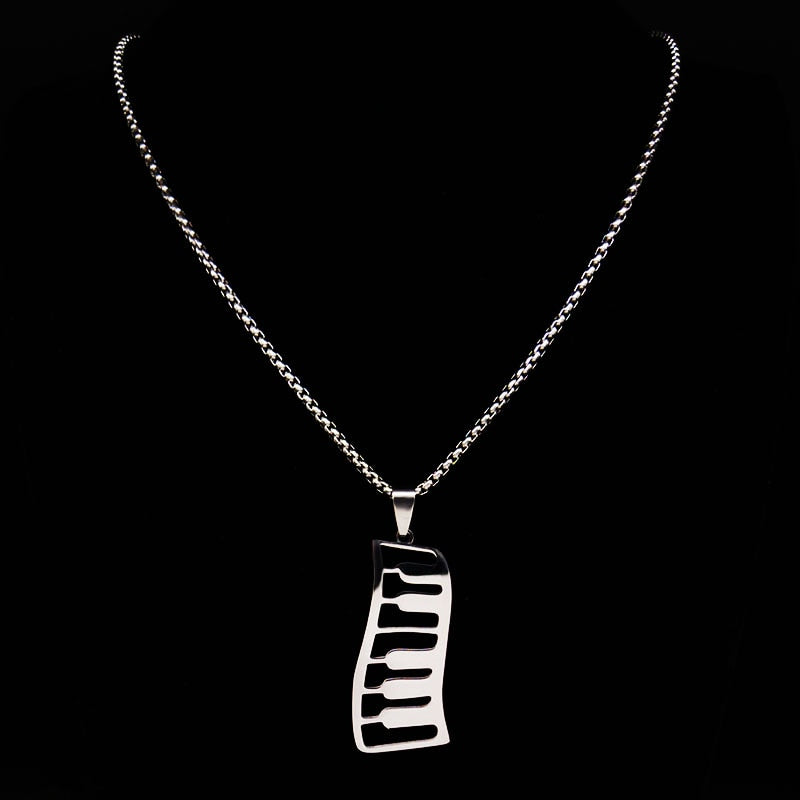 Piano Keys Silver Necklace