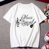 Music Notes Print White T-shirt