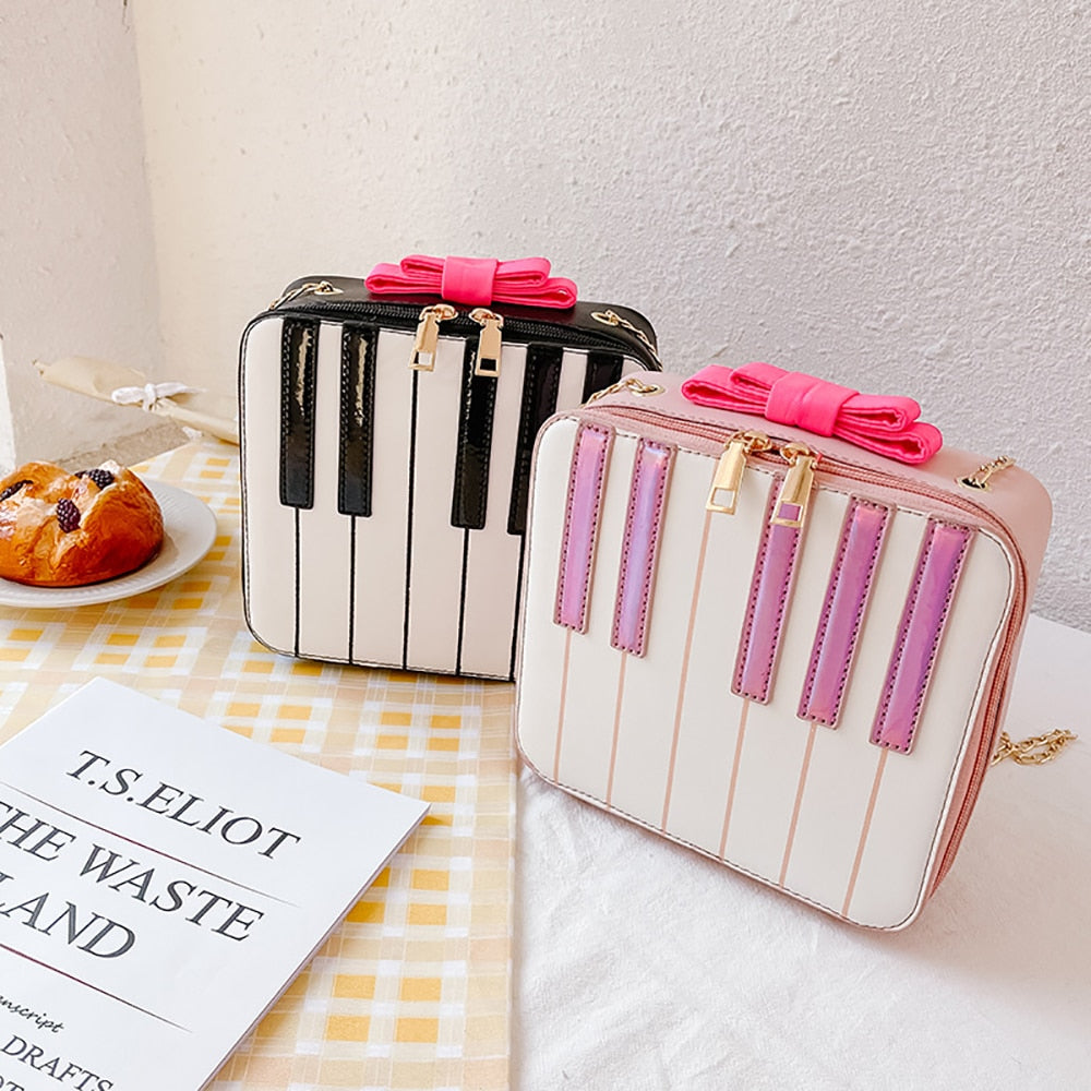 Pink Piano Keys Iridescent Chain Bag