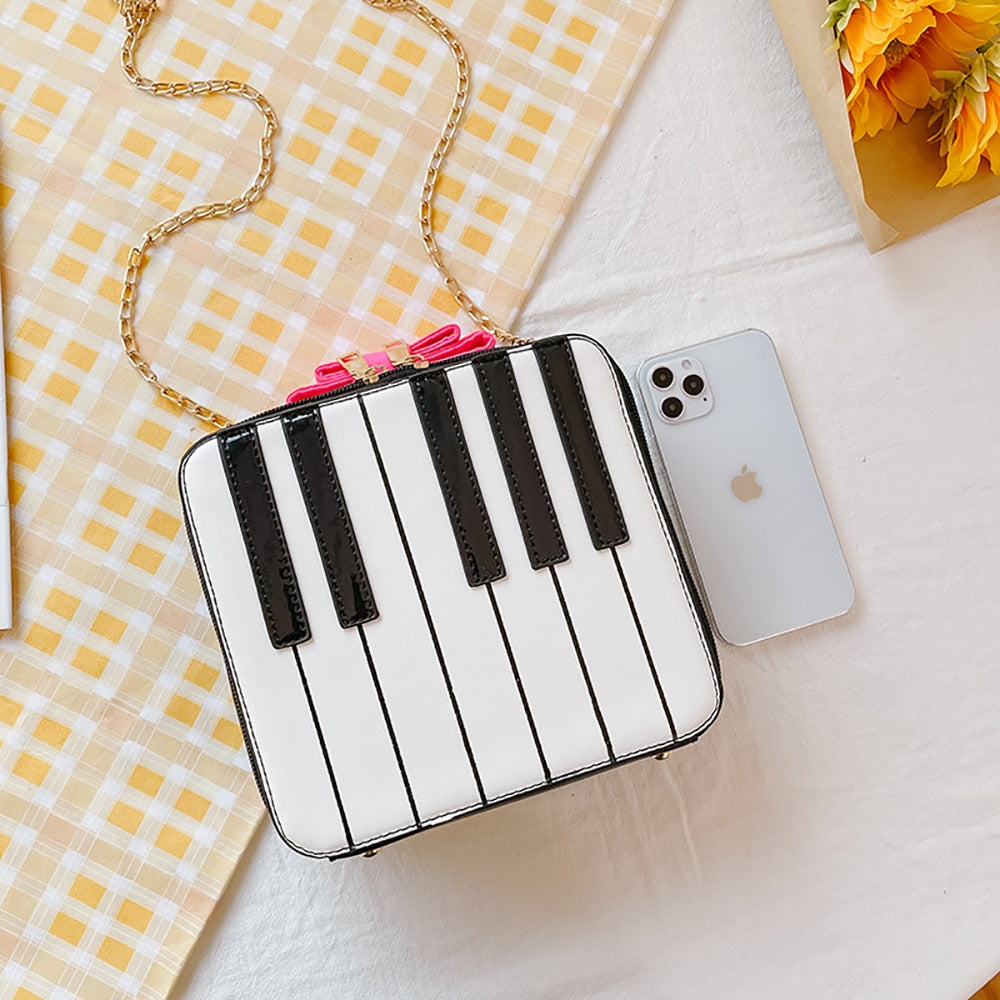 Pink Piano Keys Iridescent Chain Bag