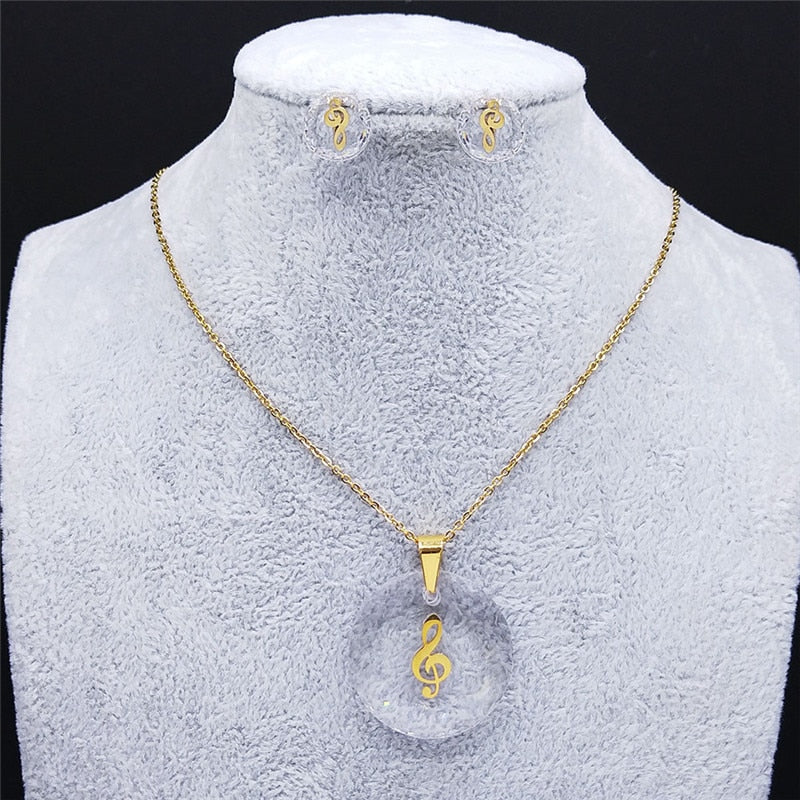 Music Notes Earrings And Necklace