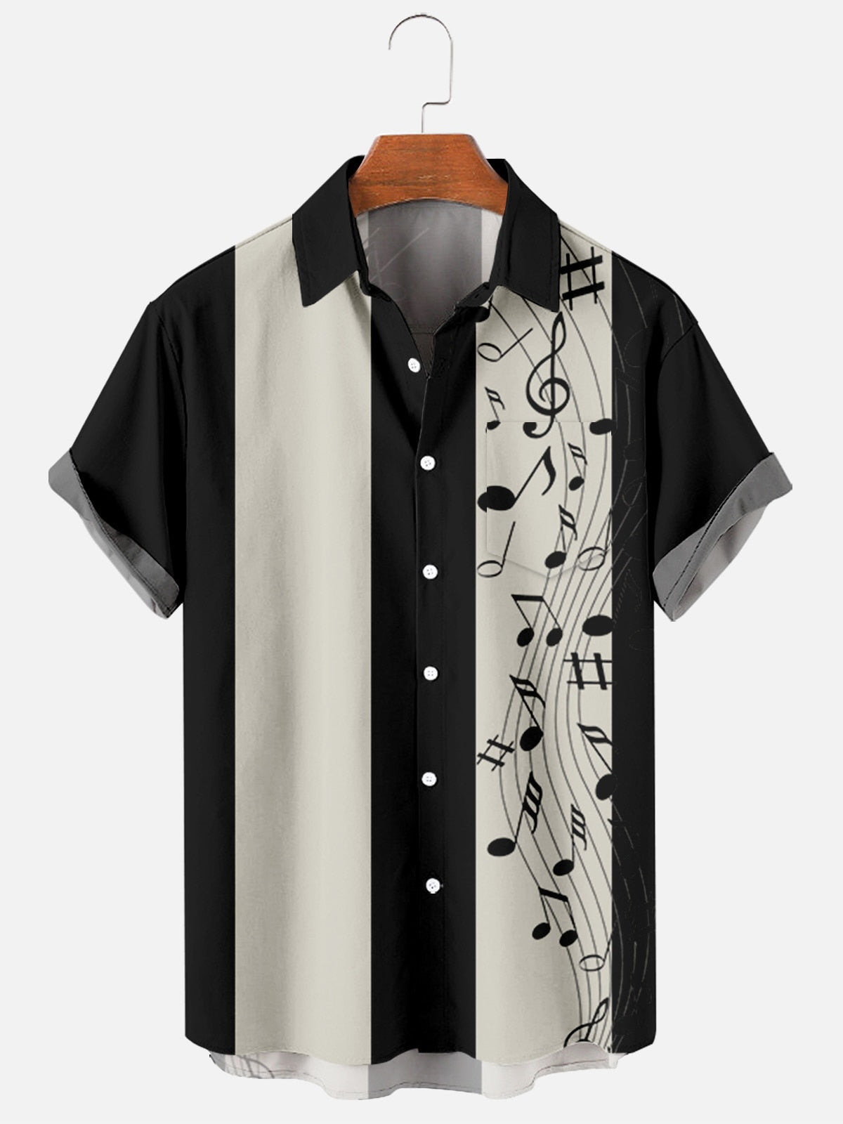 Music Notes Short Sleeves Shirt