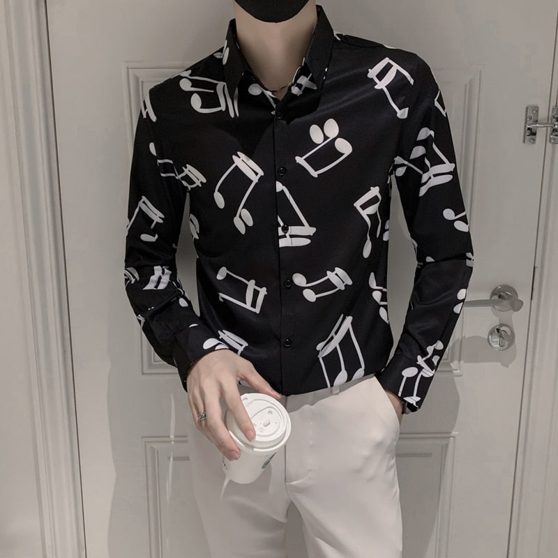Music Notes B&W Men's Shirt