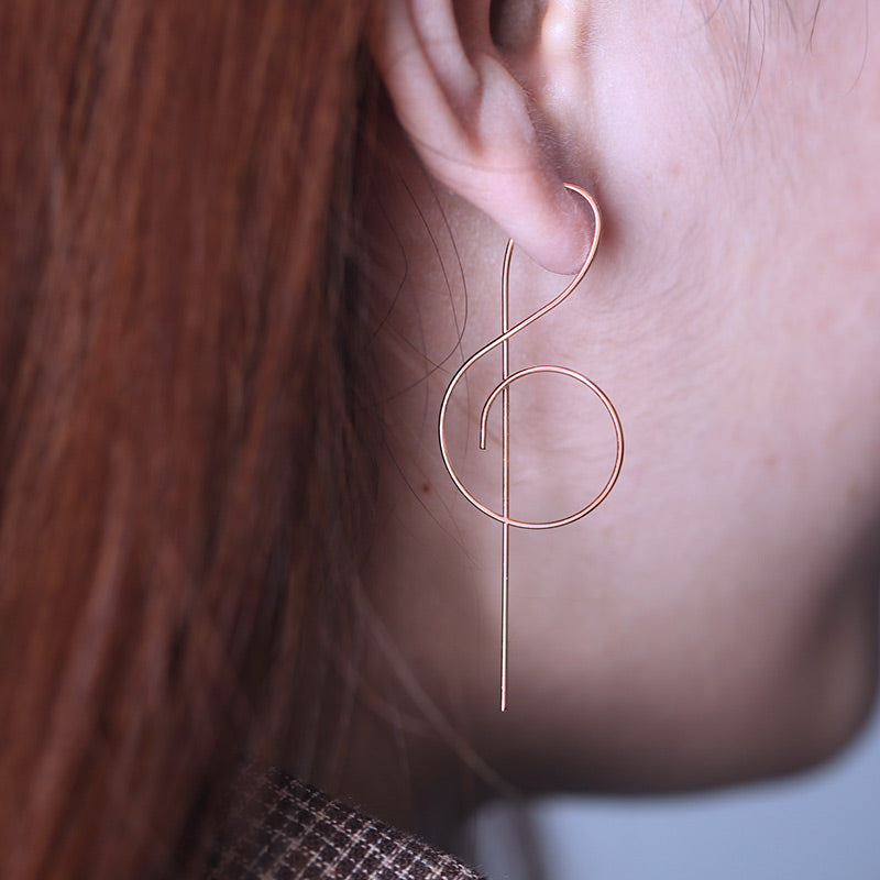 Simplistic Treble Clef Drop Earrings