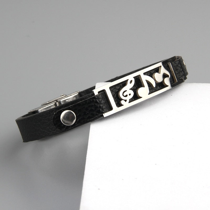 Vintage Music Note Leather Bracelet