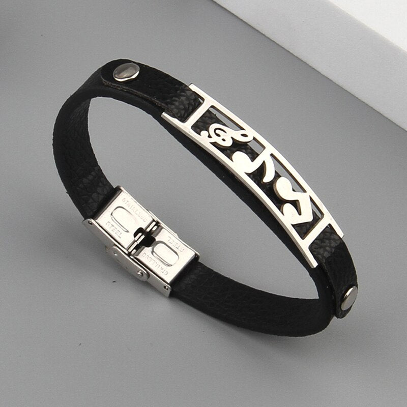 Vintage Music Note Leather Bracelet