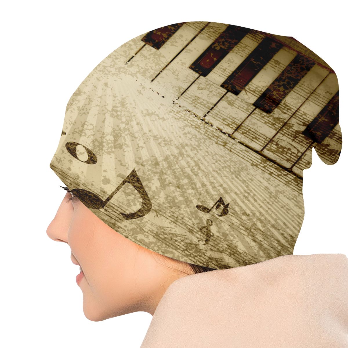 Vintage Music Notes Beanie