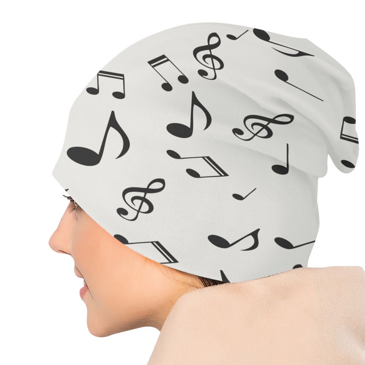 Mu$ic Notes Hat Music Note White Beanie - Artistic Pod