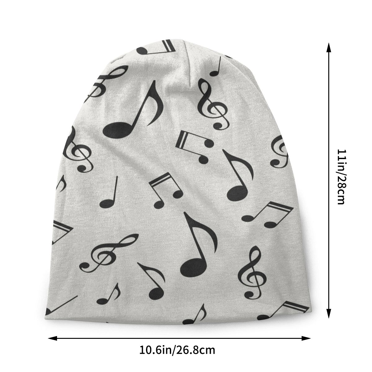 Music Note White Beanie