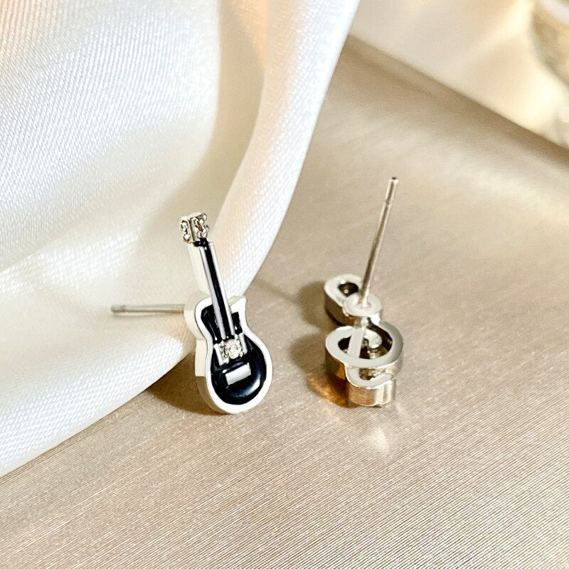Shining Rhinestone Guitar Stud Earrings