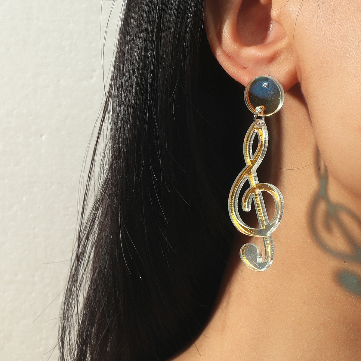 Acrylic Treble Clef Earrings