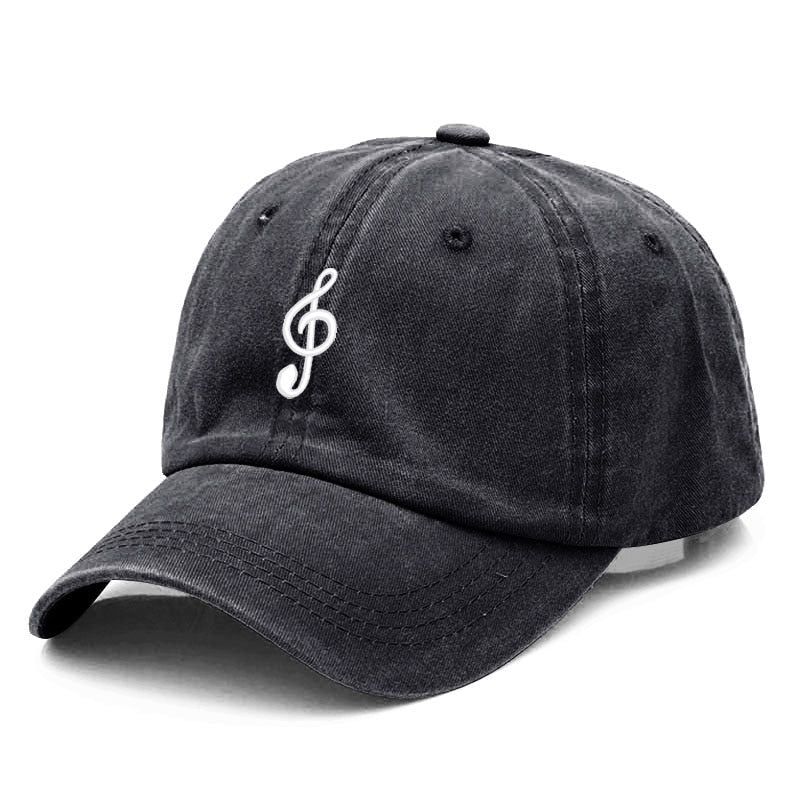 Vintage Washed Music Embroidery Cap