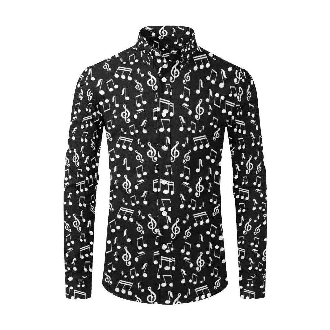 Music Notes Men's Long Sleeve Black Shirt