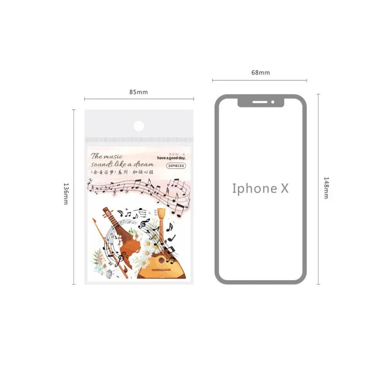 20pcs/set Artistic Music Instruments Sticker