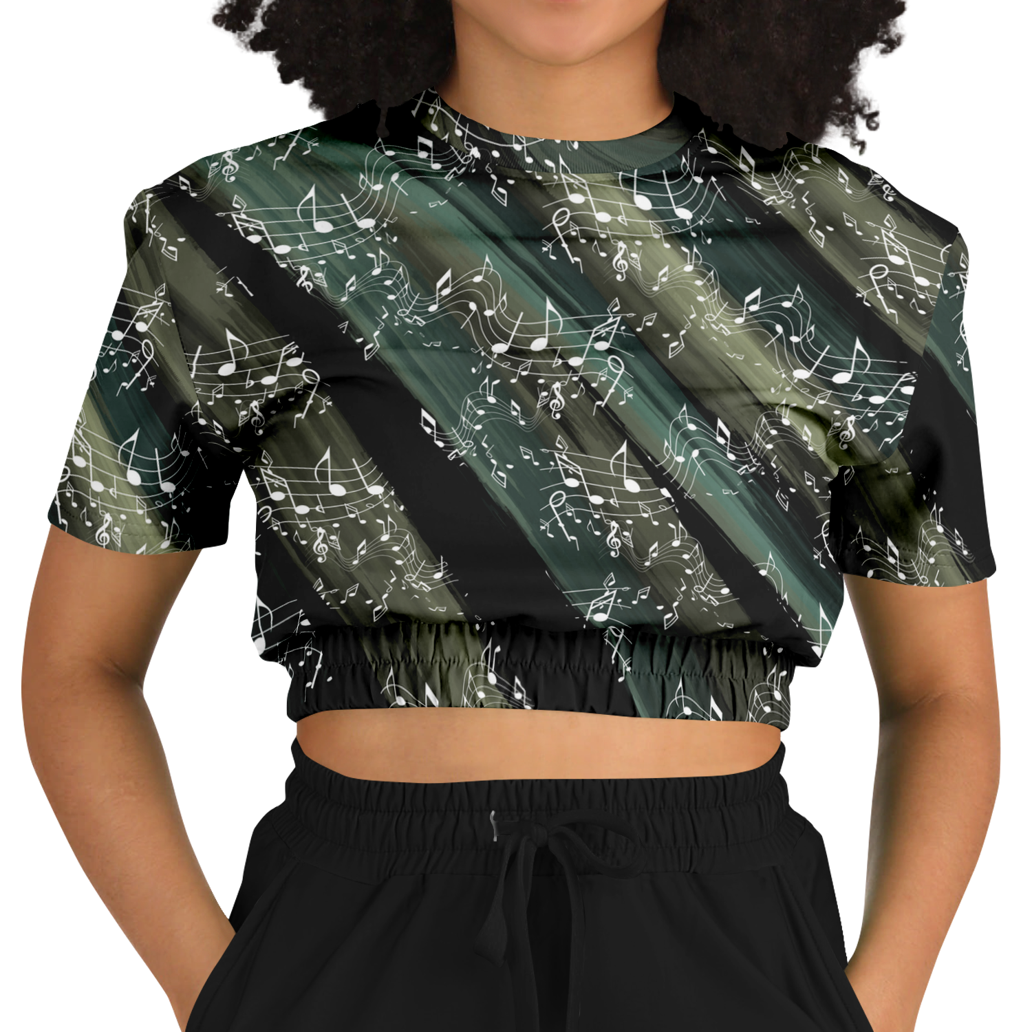 Music Notes Abstract Fix Cropped Sweatshirt