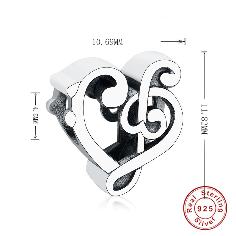 Heart Music Notes Bead