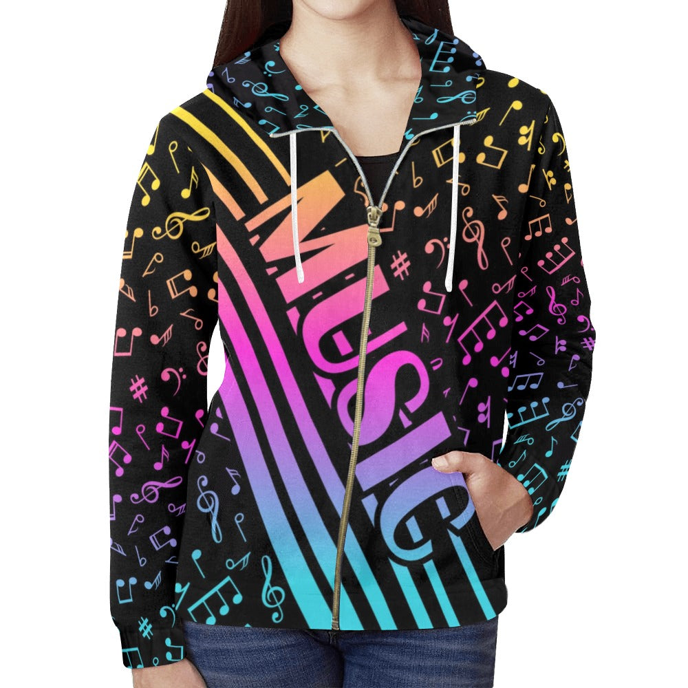 Color Music Notes Zip Hoodie