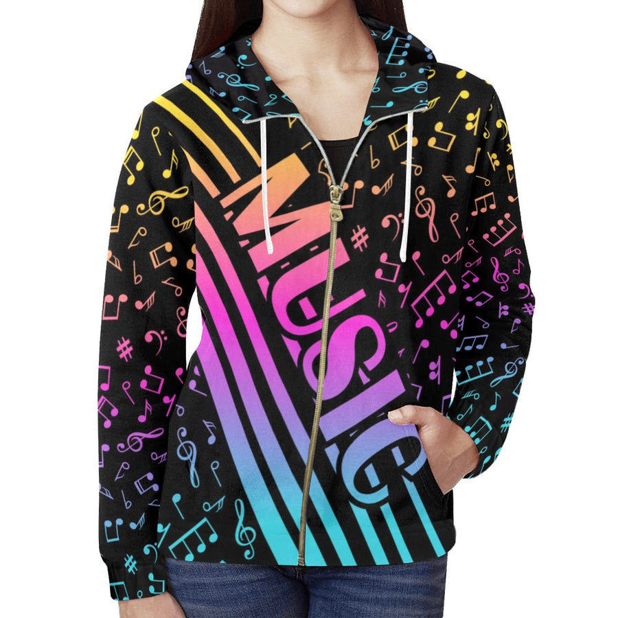 Color Music Notes Zip Hoodie