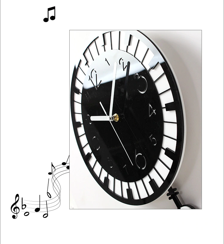 Modern Music Piano Keys Wall Clock
