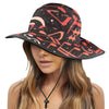 Orange Music Notes Wide Brim Bucket Hat