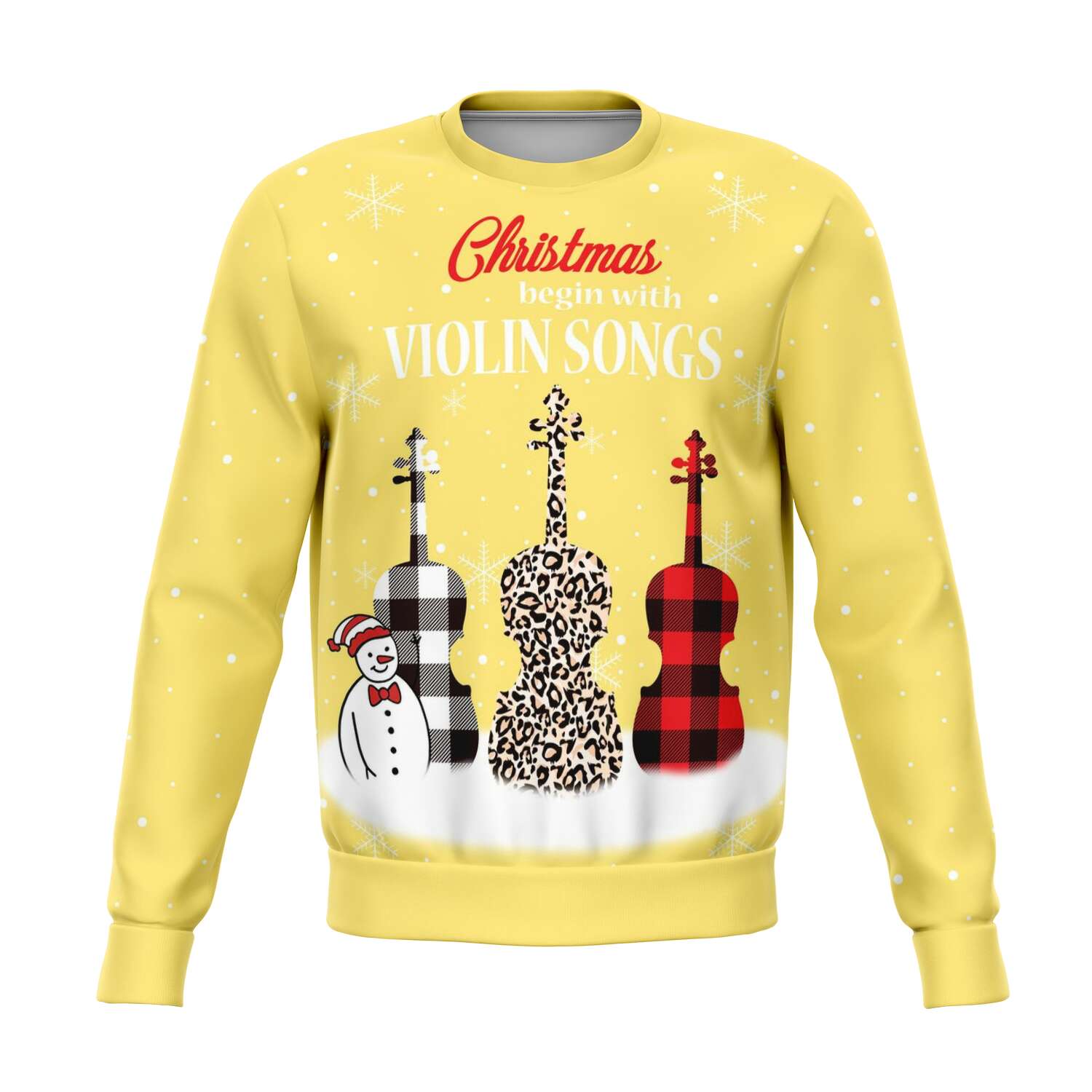Christmas Begin With Violin Songs Yellow Sweatshirt