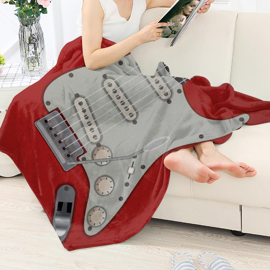 Guitar Print Sherpa Blanket