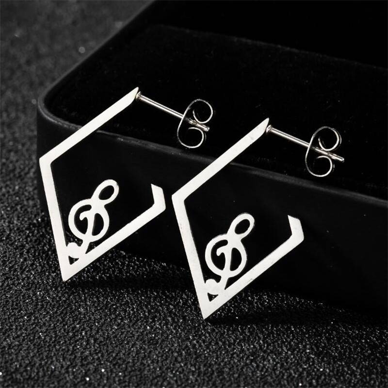 Music Notes Square Stud Earrings