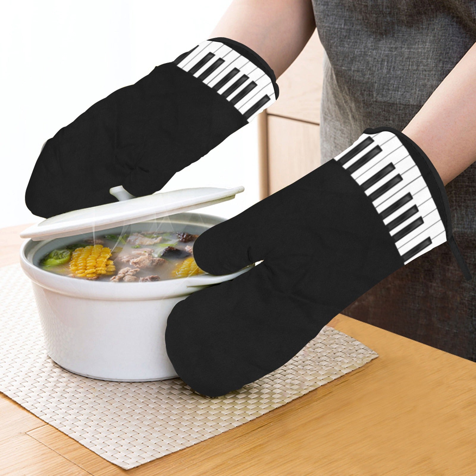 Piano Keys Oven Mitt With Pot Holder