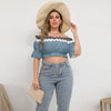 Piano Keys Puff Sleeve Off-shoulder Top