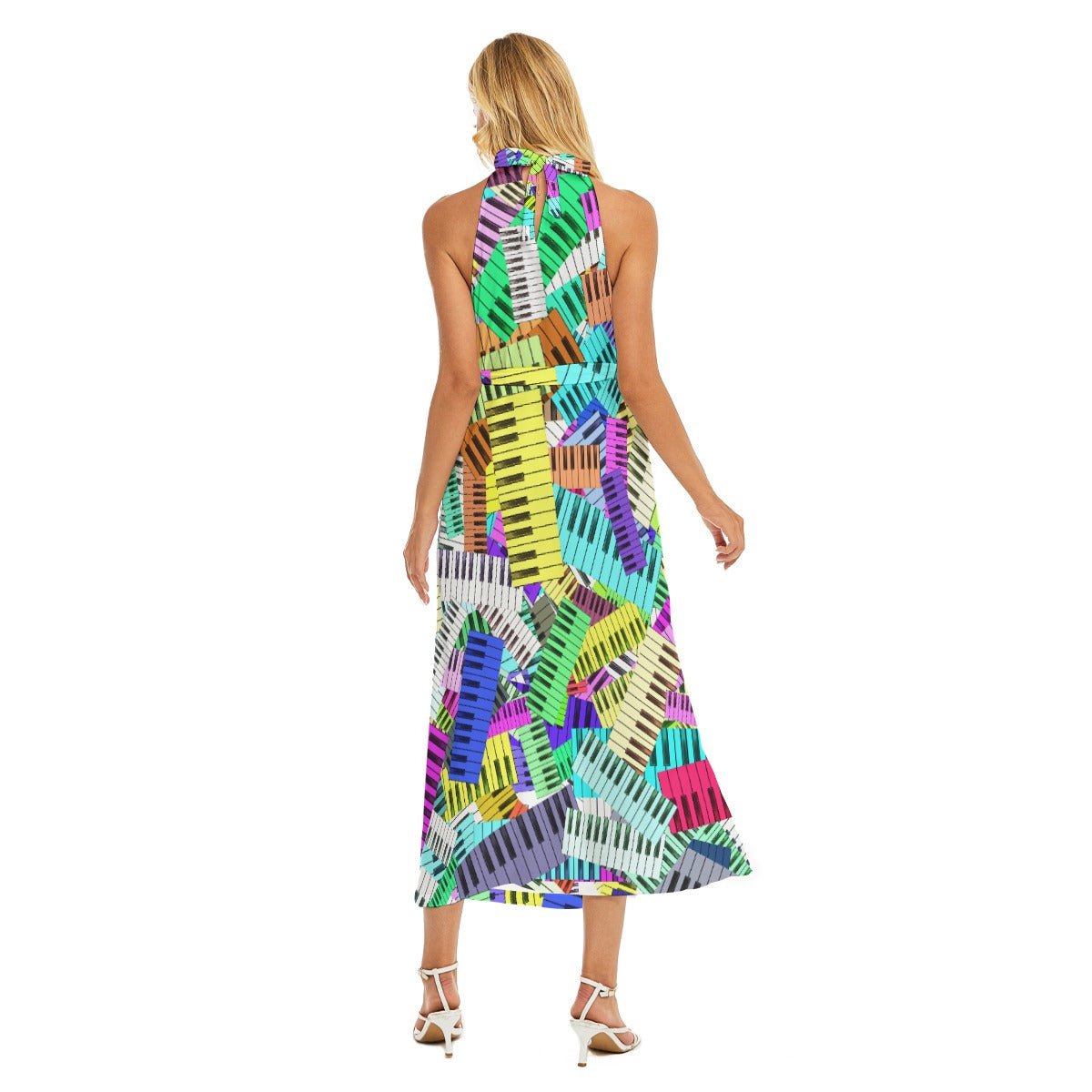 Colorful Piano Keys Halter Dress
