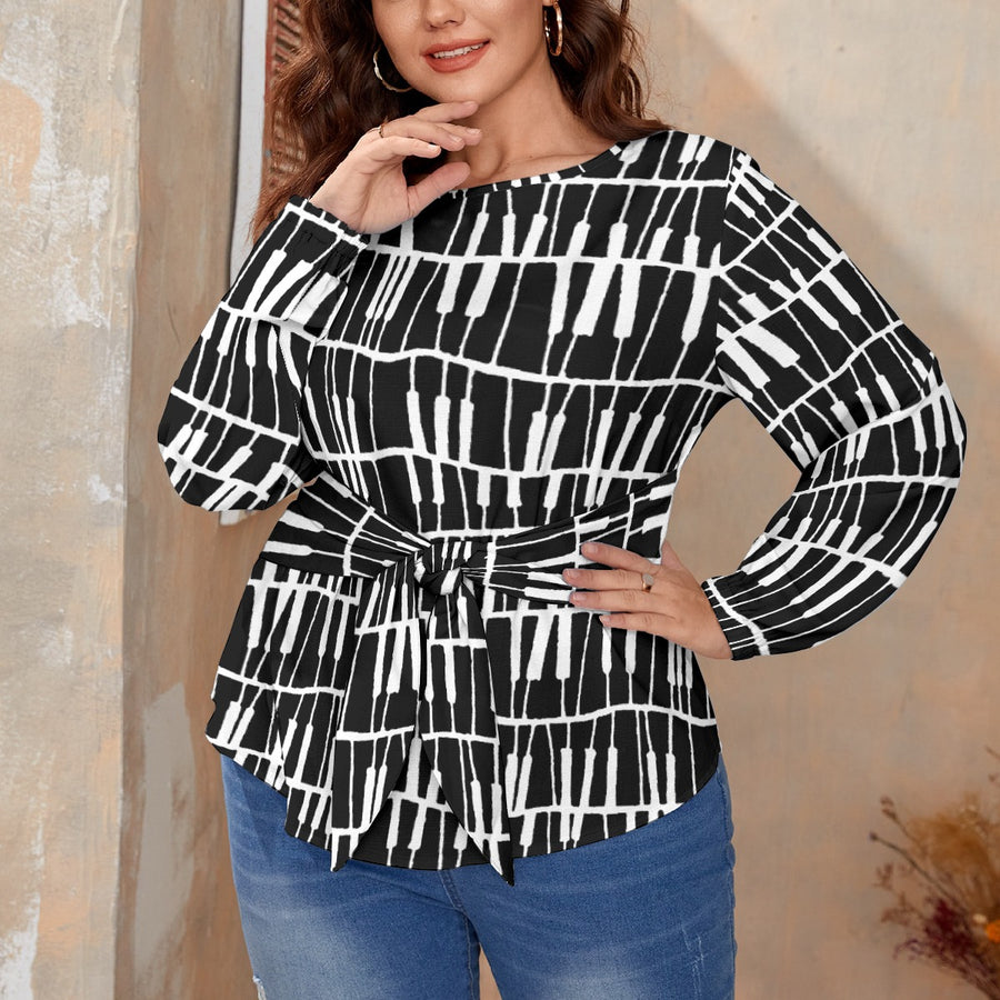 Piano Keys Blouse Waist Knot