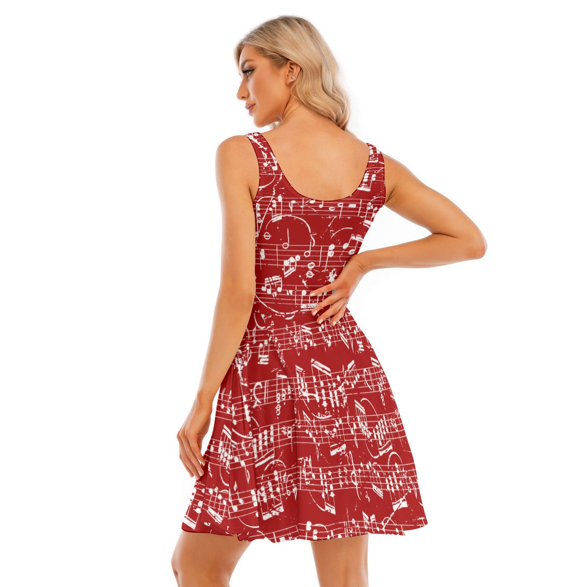 Music Sheet Red Vest Dress