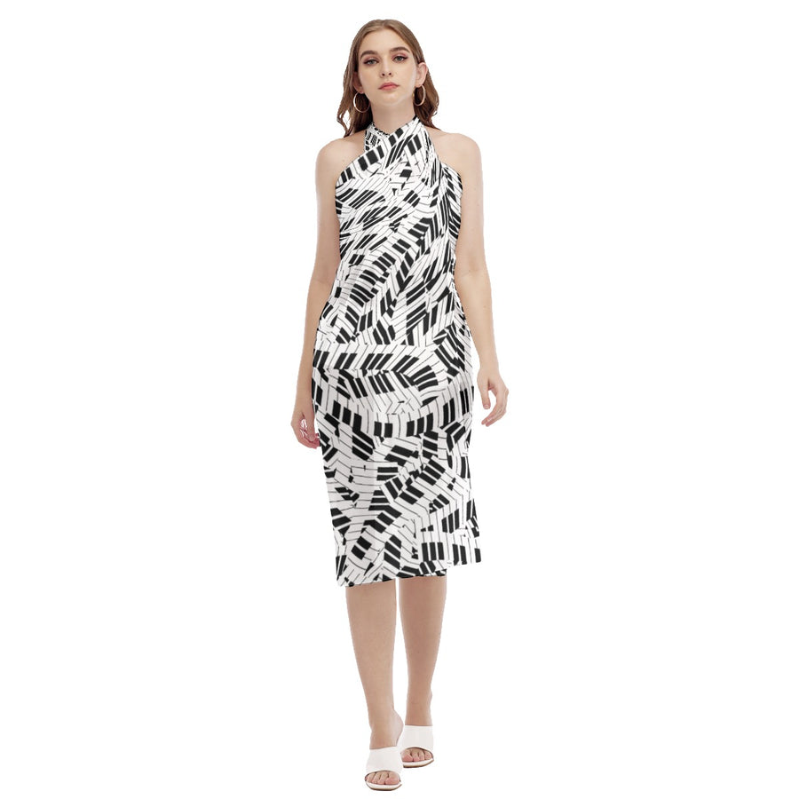 Piano Keys Pattern Beach Dress