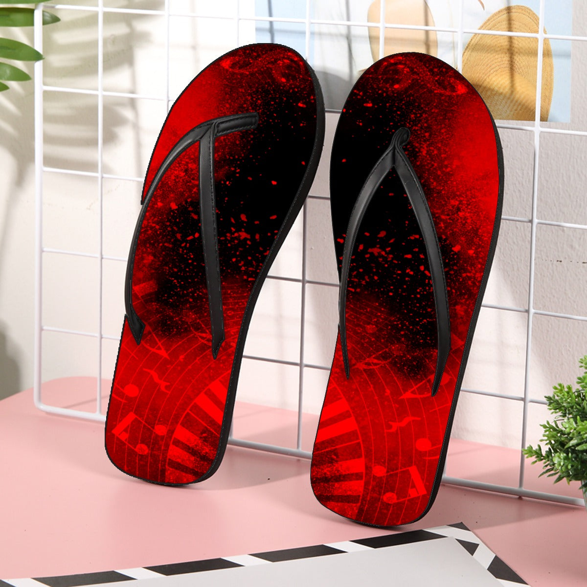 Musical Black Flip Flops