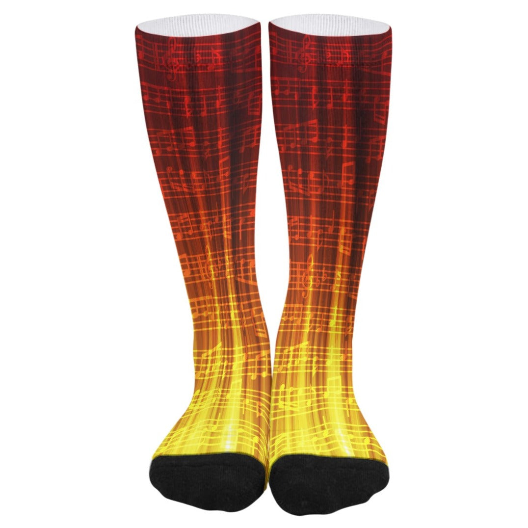 Fire Music Notes Long Socks