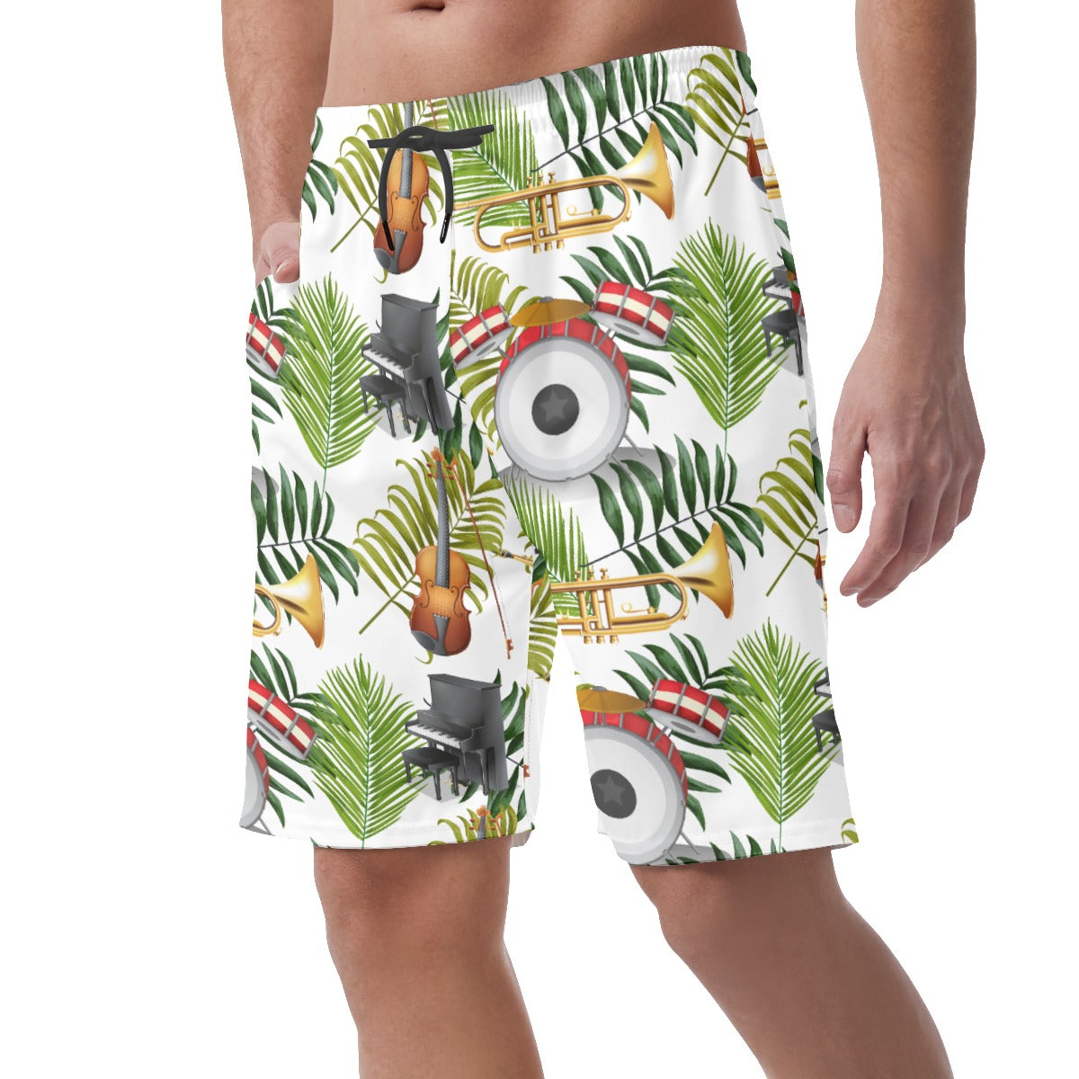 Music Instruments Floral Casual Shorts
